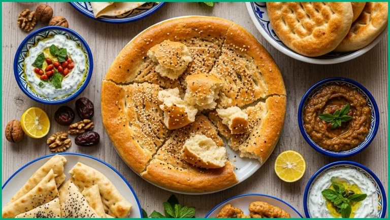 سفره ایرانی با انواع غذای نونی