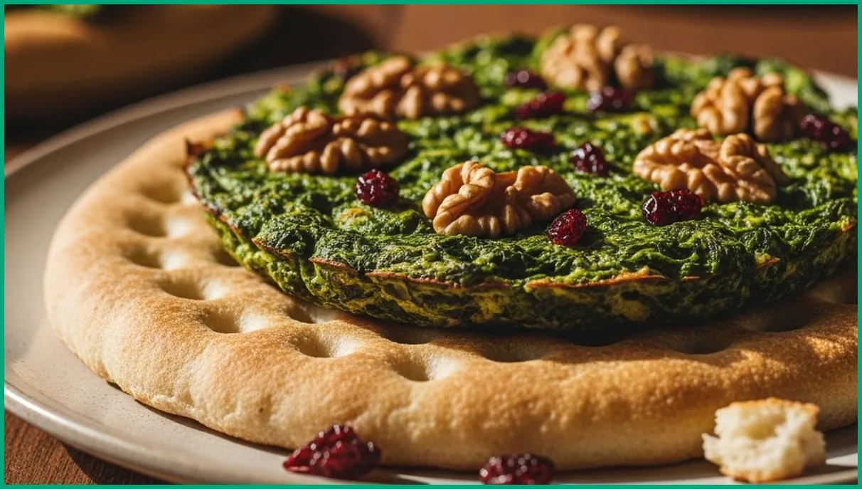 کوکو سبزی تازه روی نان سنگک