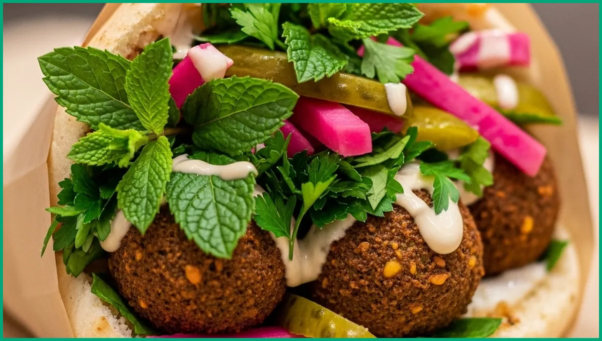 ساندویچ فلافل ایرانی با سبزیجات