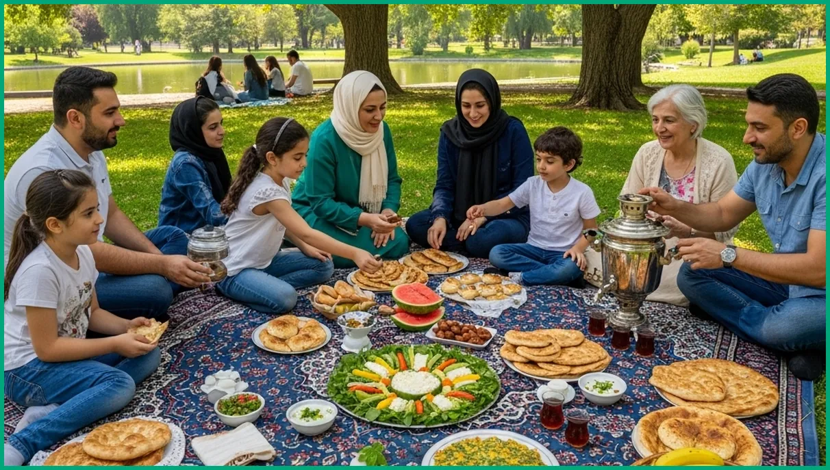 پیکنیک خانوادگی با غذای نونی