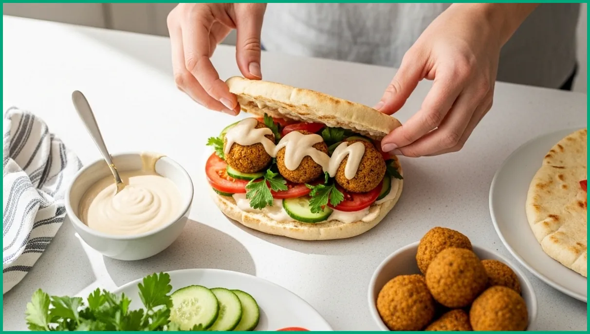 آمادهسازی ساندویچ فلافل در خانه