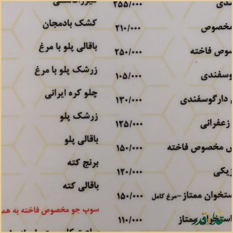 باغ رستوران فاخته