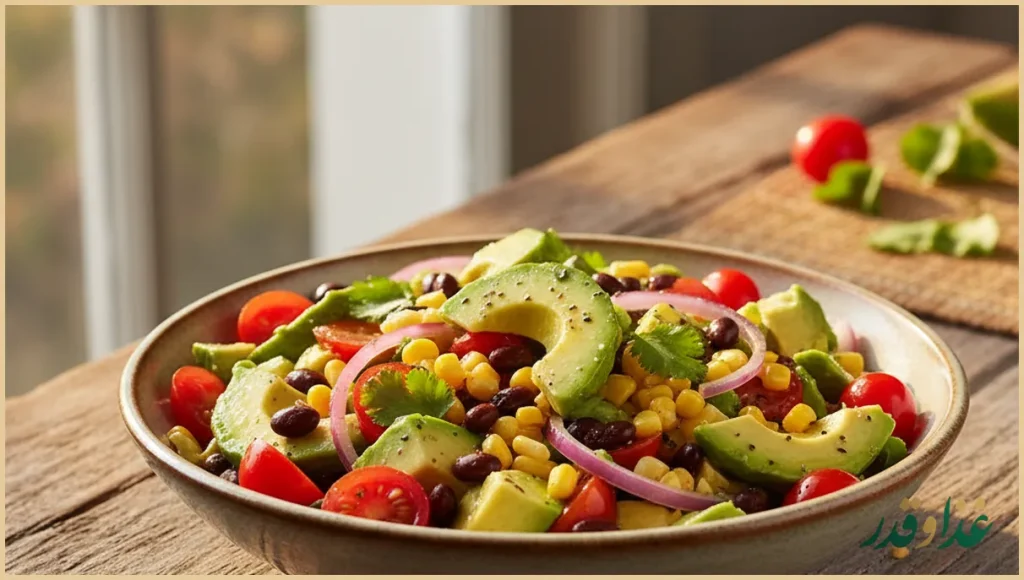 بشقاب سالاد آووکادو رنگارنگ و اشتهابرانگیز