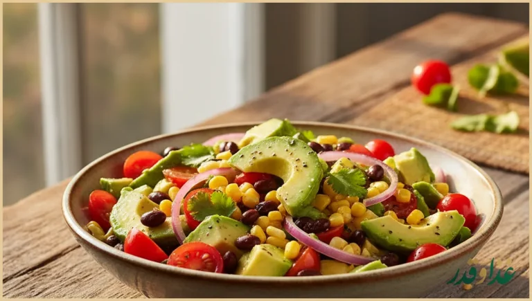 بشقاب سالاد آووکادو رنگارنگ و اشتهابرانگیز