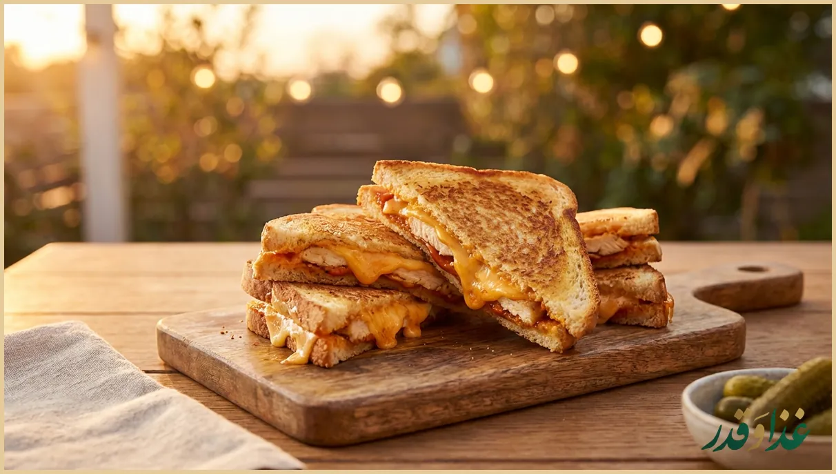 اسنک مرغ مثلثی با نان تست برشته