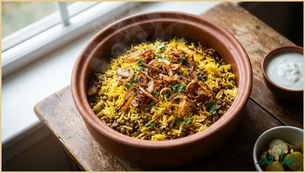 دیسی پر از دمپختک زعفرانی با عدس