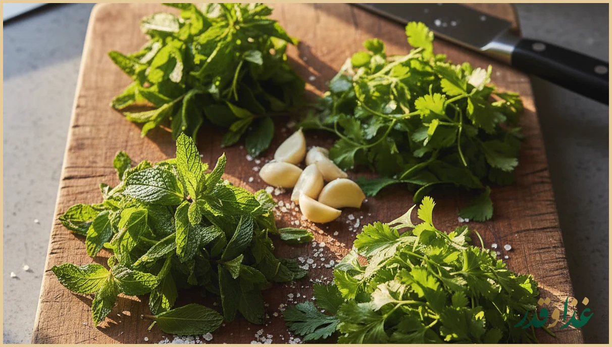 مواد اولیه دلال روی تخته چوبی