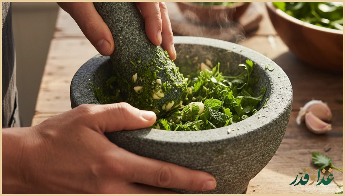 کوبیدن دلال در هاون سنگی