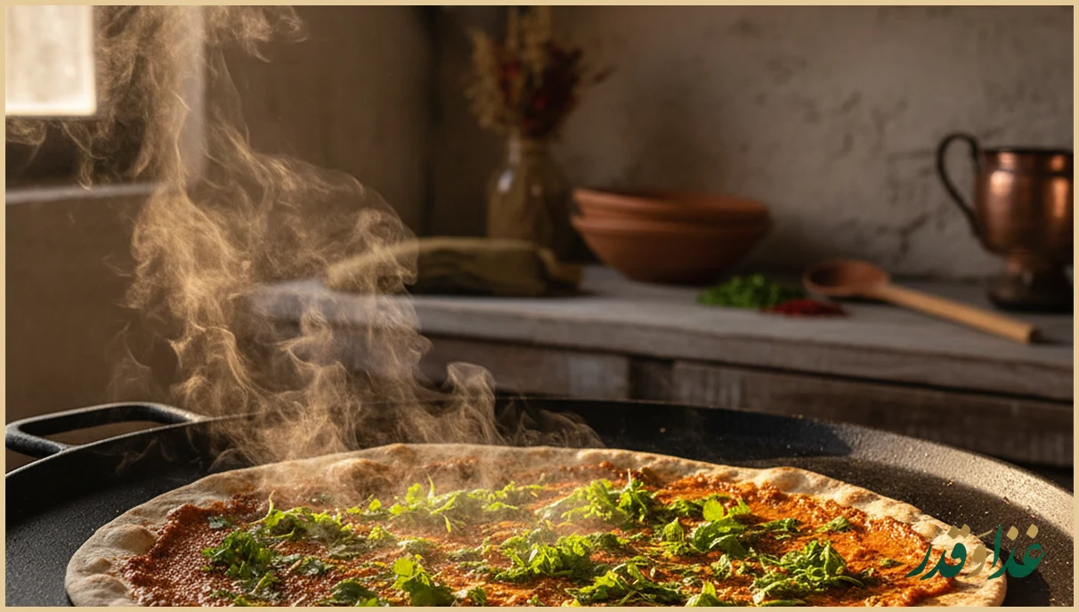 نان توموشی قشم روی ساج داغ با مهیاوه