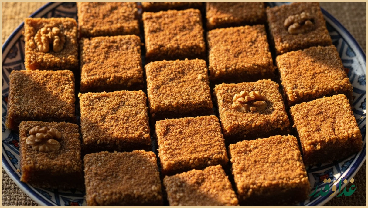 برش‌های رنگینک خرما روی بشقاب سنتی