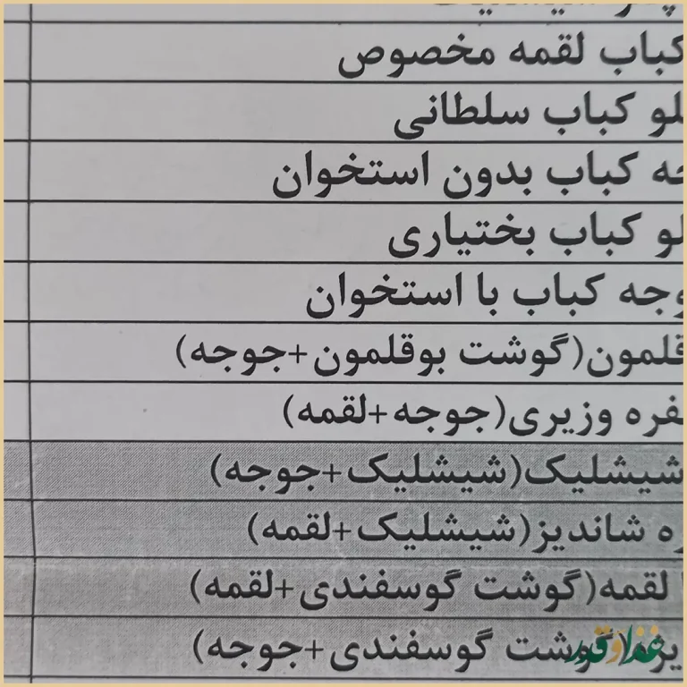 رستوران و غذای بیرون بر موعود