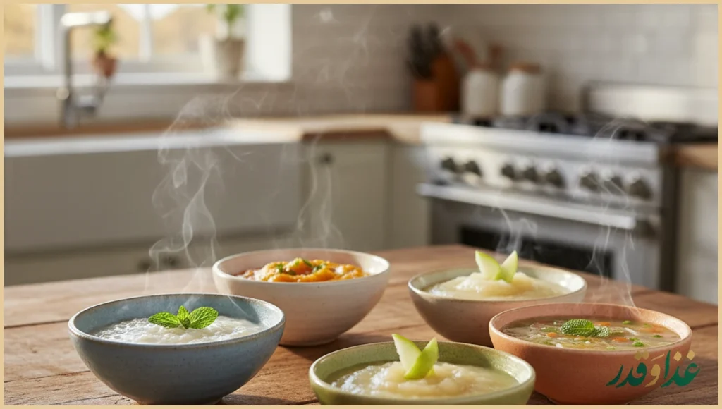 کاسه های رنگارنگ غذای مقوی کودک بالای شش ماه