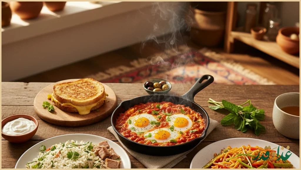 چند غذای ساده و سریع خانگی روی میز