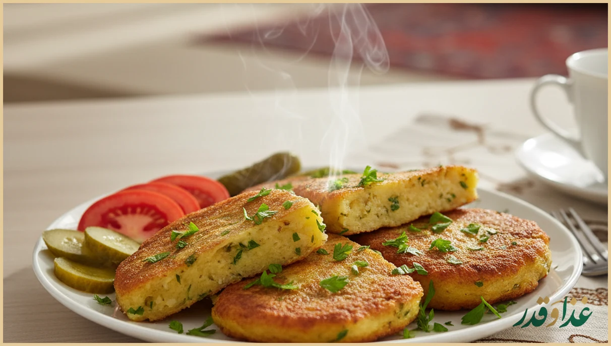 برش های کوکو سیب زمینی طلایی در بشقاب