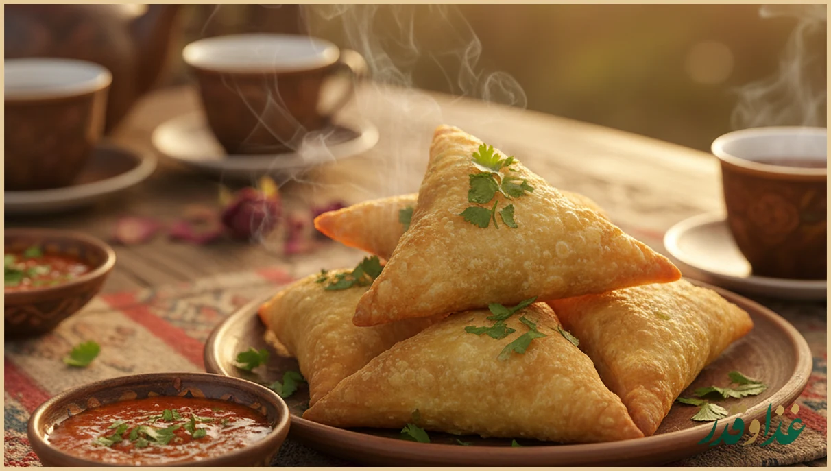 سمبوسه سیب زمینی ترد و مثلثی شکل