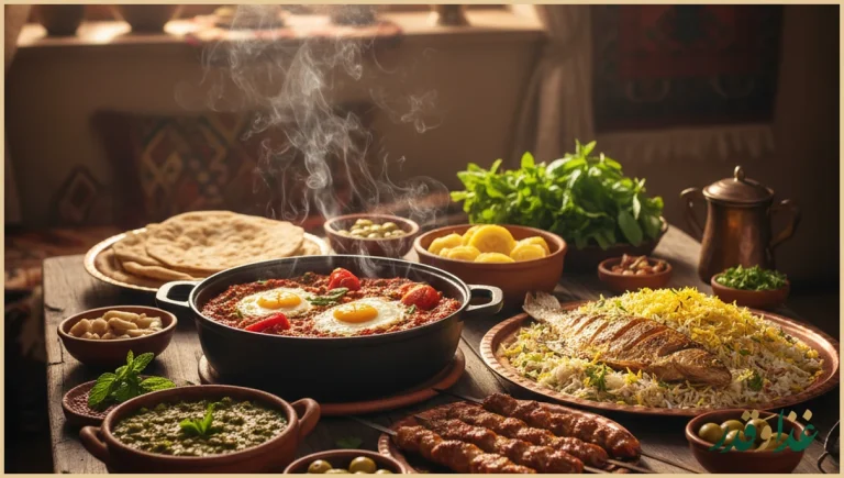 سفره‌ای از غذاهای گیلان و مازندران