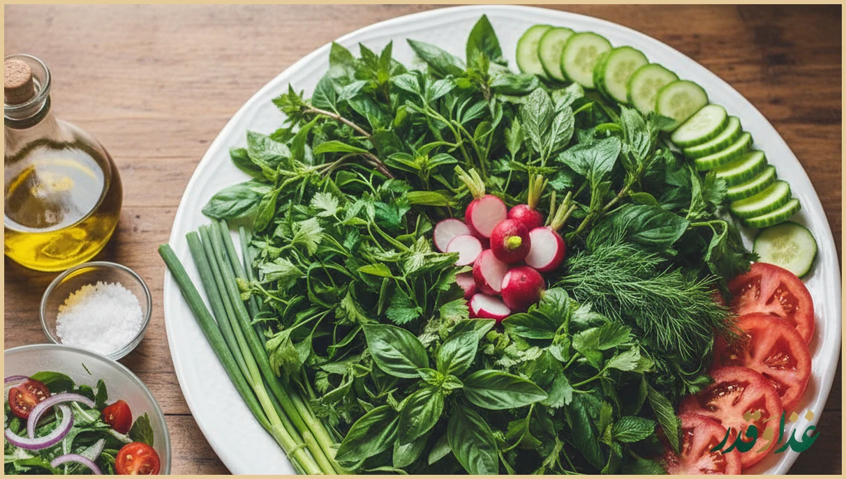بشقاب سبزی خوردن و سالاد ساده برای سحری