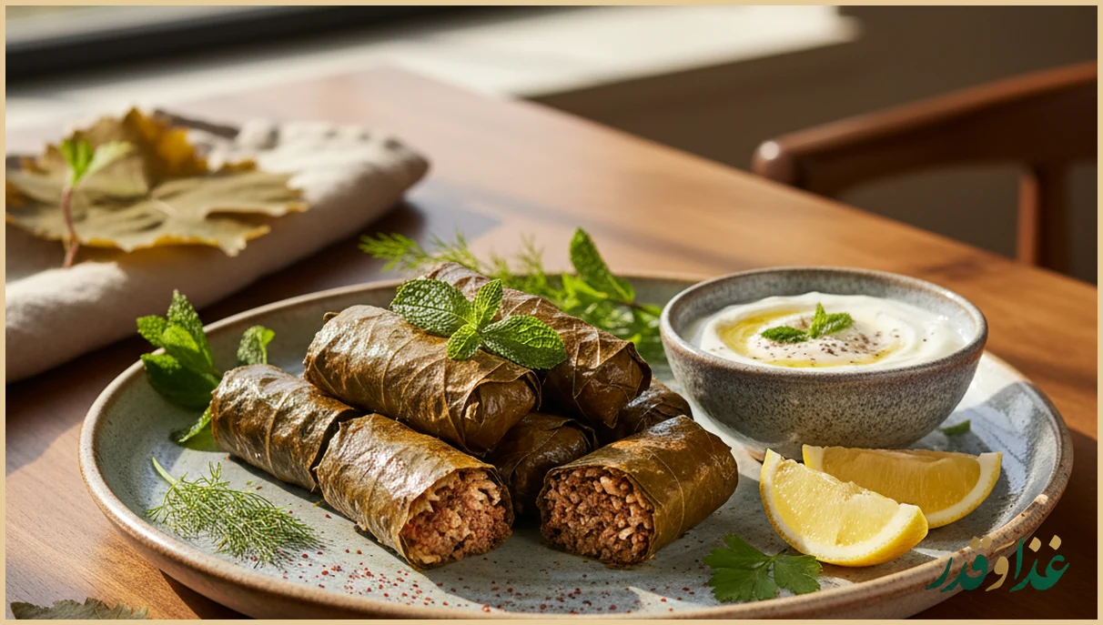 دلمه سرو شده با ماست
