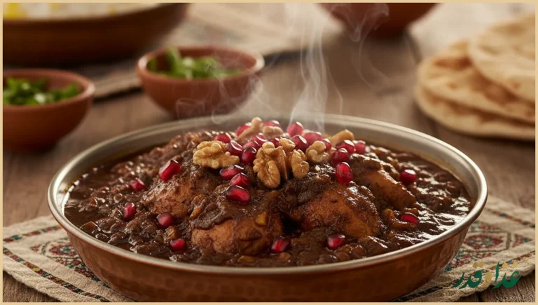 کاسه فسنجون با مرغ و گردو