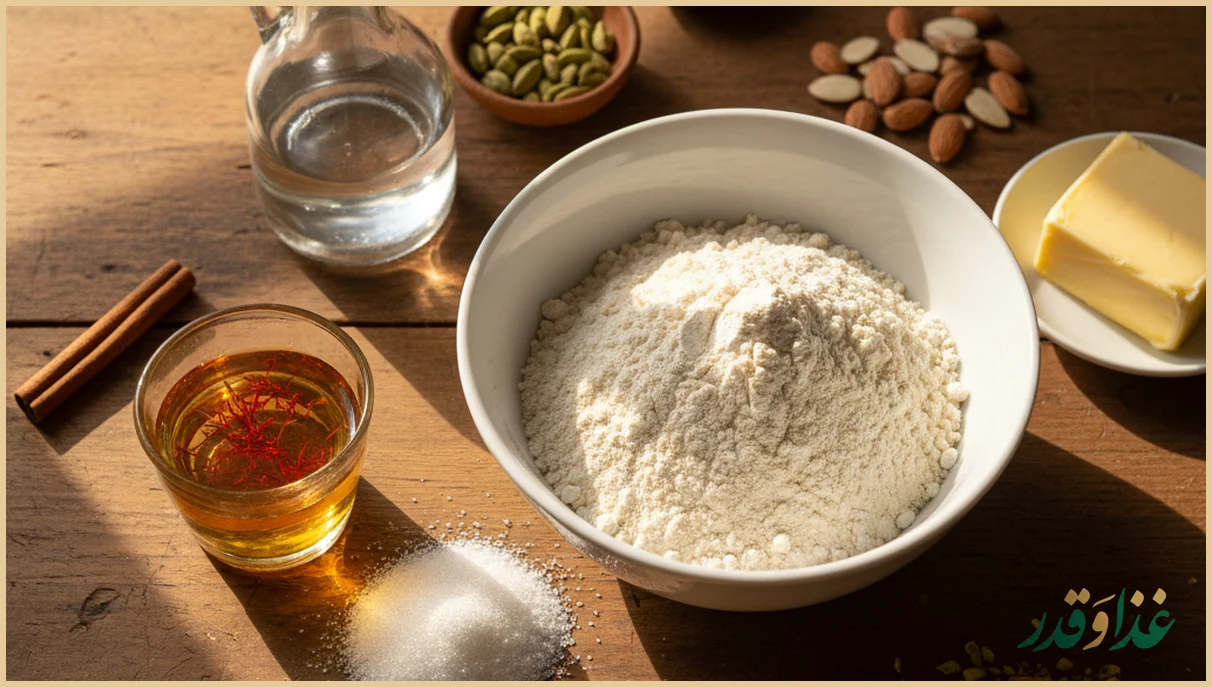 مواد اولیه کاچی روی میز
