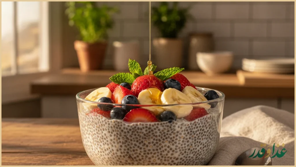 پودینگ چیا با میوه تازه