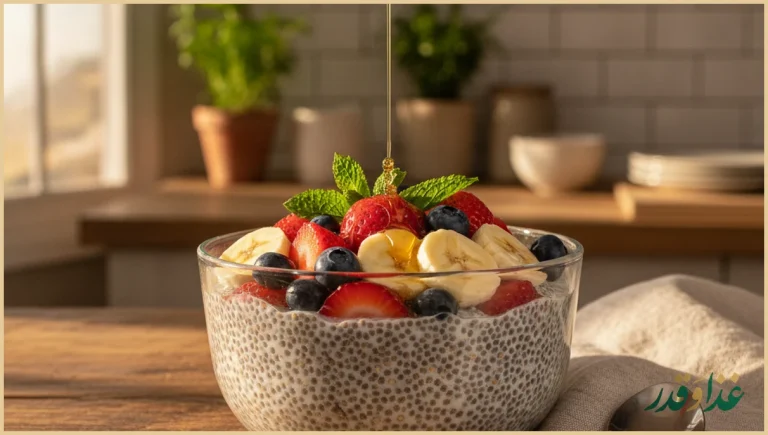 پودینگ چیا با میوه تازه
