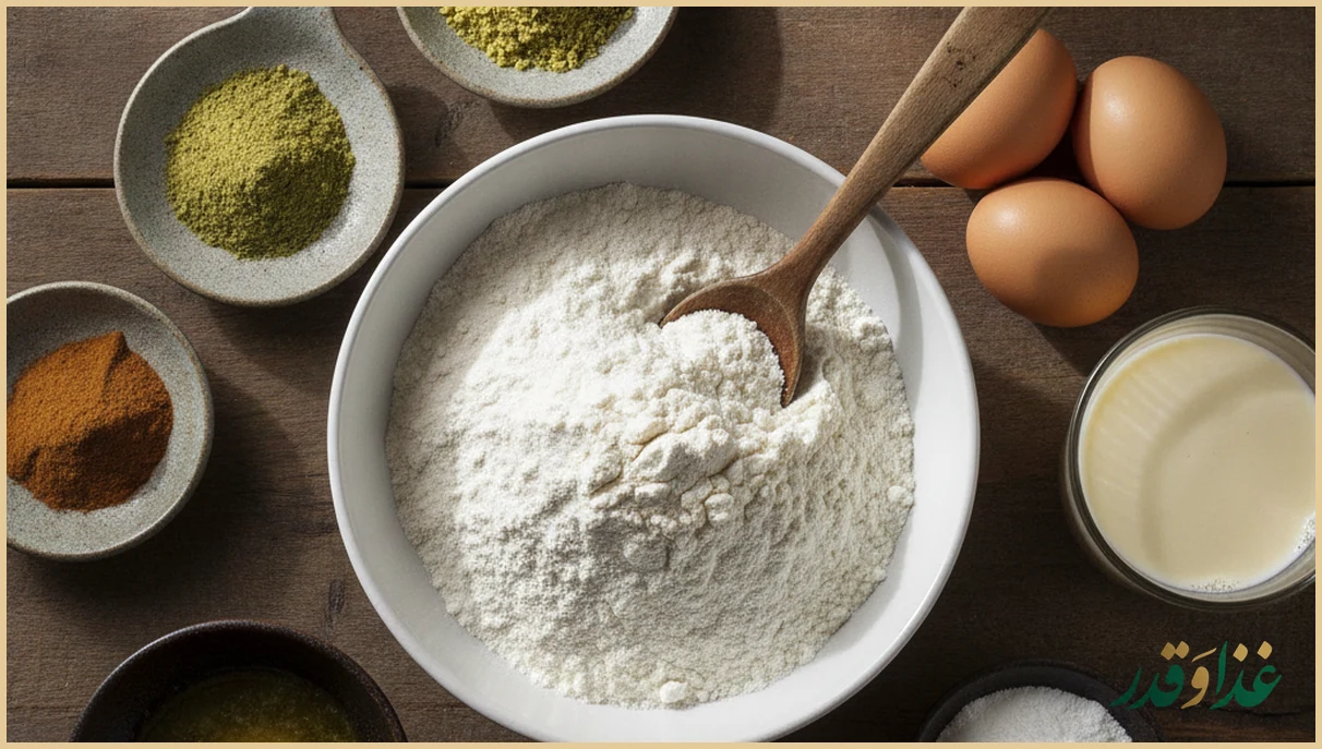 مواد اولیه کاک روی میز چوبی