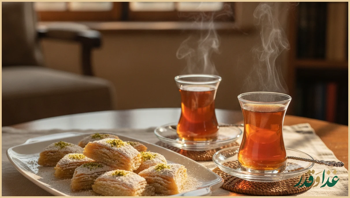 سرو کاک کنار چای در میز عصرانه