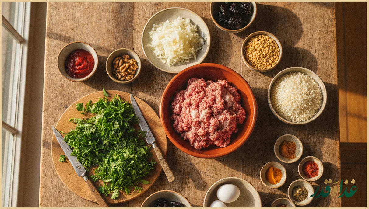 مواد اولیه کوفته تبریزی
