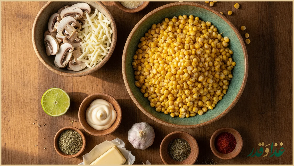 مواد اولیه ذرت مکزیکی روی میز