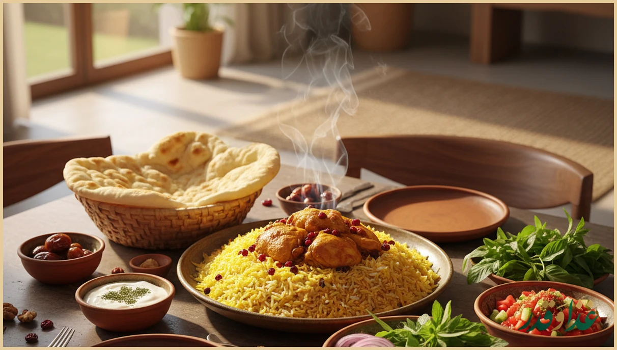 ناهار سرو شده با مخلفات